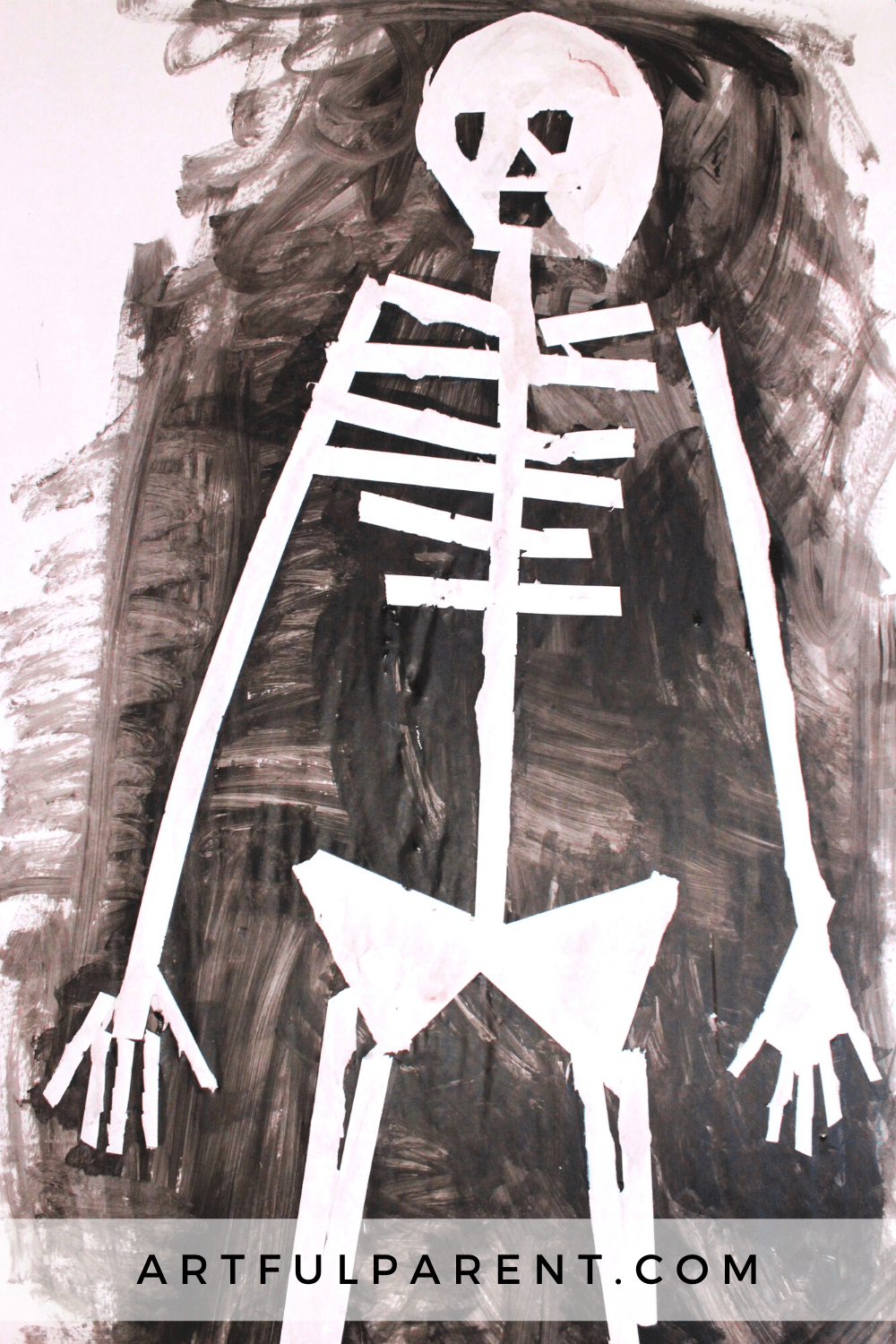 Halloween Art for Preschool: Tape Resist Skeletons