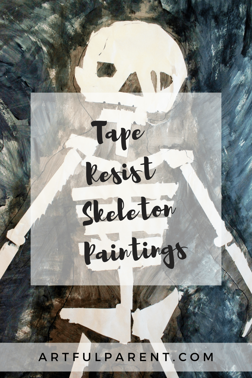 Halloween Art for Preschool: Tape Resist Skeletons