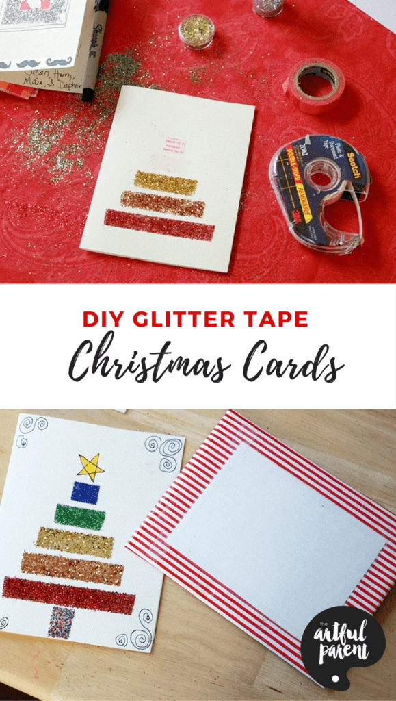 Handmade Christmas Cards -- DIY Glitter Tape Cards