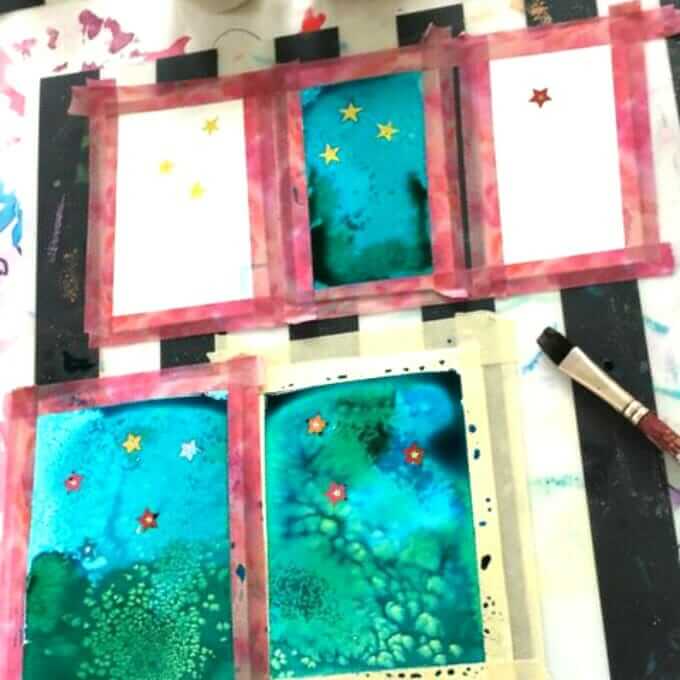 Starry Night Art Cards - 5 in process