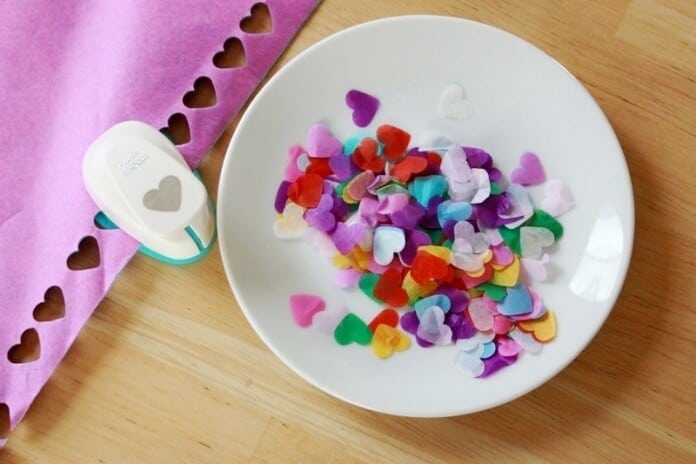 Tissue Paper Hearts for Stained Glass Heart Crowns