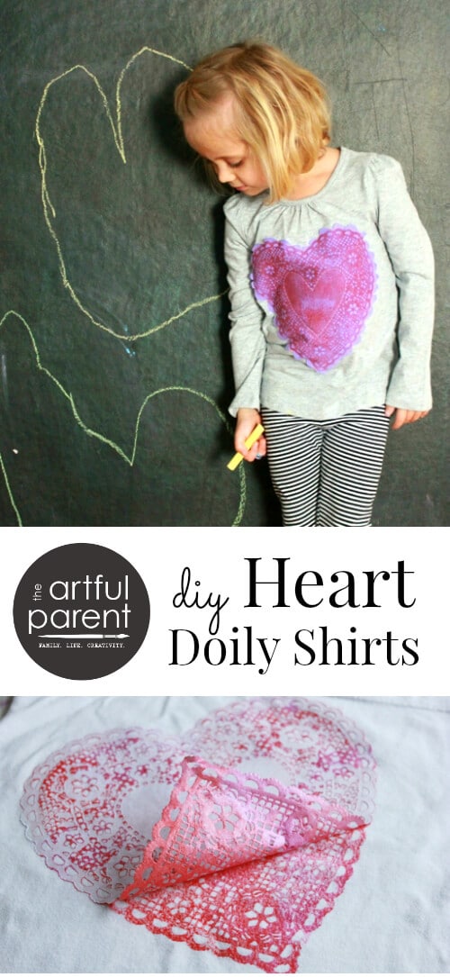 DIY Heart Shirts for Valentines Day Made with Printed Heart Doilies