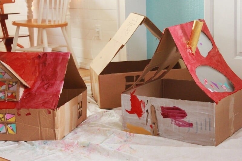 Painted DIY Cardboard Dollhouses