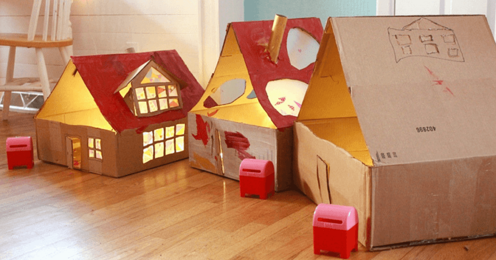 Mô hình nhà cho bé bằng bìa carton 