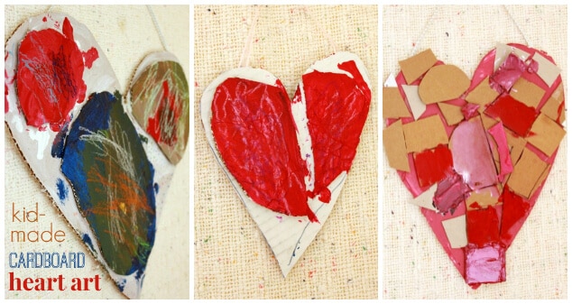 Kid-Made Modern Heart Art from Cardboard Scraps