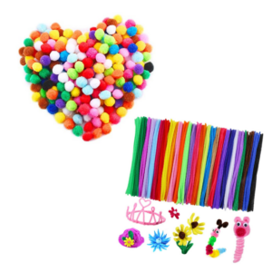 pom poms and pipe cleaners