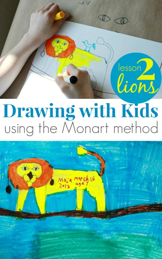Drawing with Kids Using the Monart Method - Lesson 2 Drawing Lions