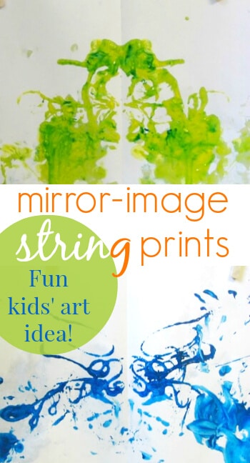 String Painting Ideas for Kids - Mirror Image String Prints