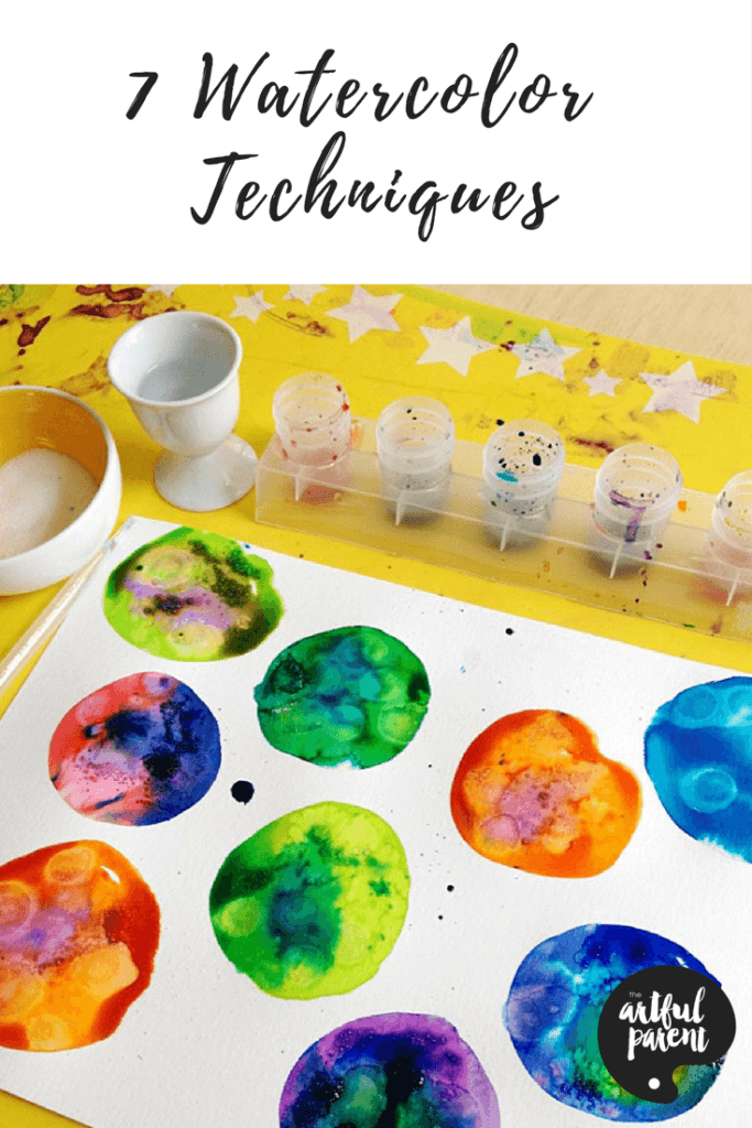These watercolor techniques for kids are exciting and interesting alternatives to basic watercolor painting. Rubbing alcohol, salt & more! #kidsart #watercolor #watercolorpainting #kidsactivities #artsandcrafts #creativehome #arteducation 