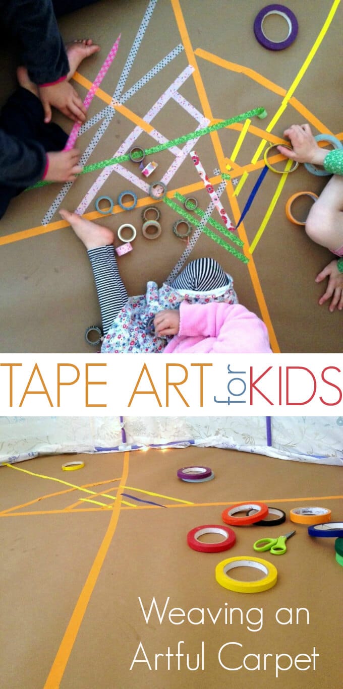 Masking Tape Art Project for Kids - Weaving a Colorful Rug