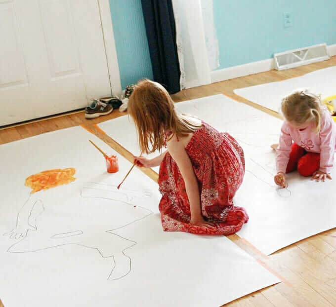 Body Tracing Activity - painting self portraits