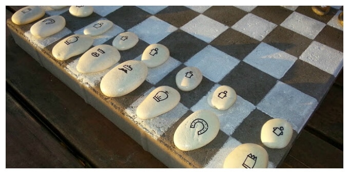 DIY Outdoor Games with Rocks - Chess