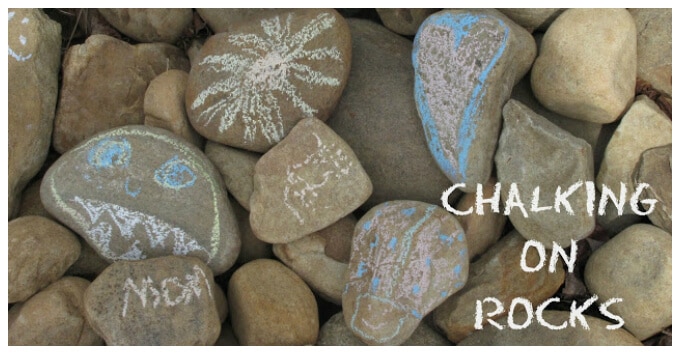 Kids Art with Rocks - Chalking on Rocks