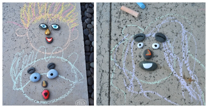 Kids Art with Rocks - Rocks Plus Chalk Faces