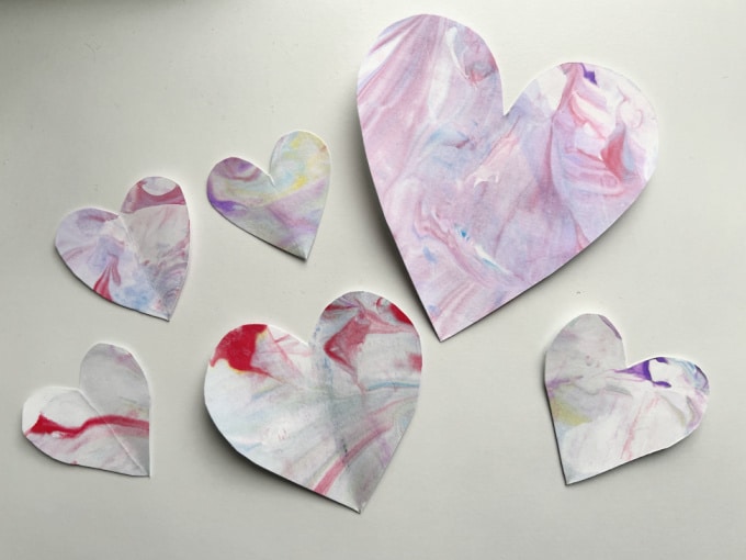 marbled paper hearts