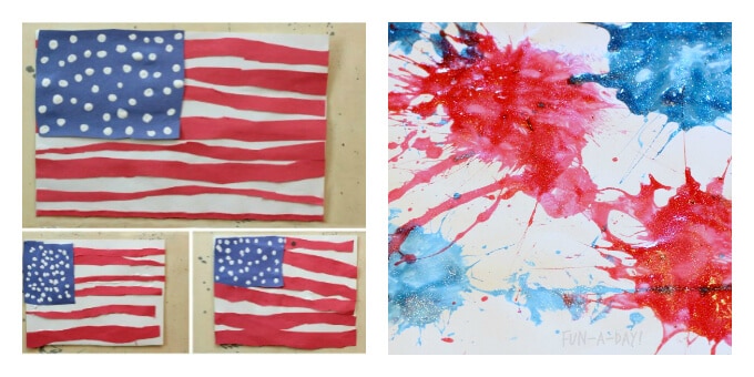 Patriotic Art Projects - Flag Collage and Splat Art