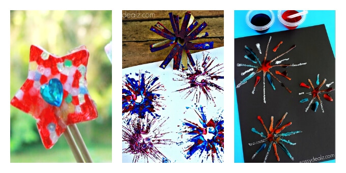 Patriotic Art Projects - Star Wand and Fireworks Art