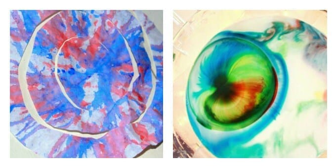 Patriotic Art Projects for Kids - Streamers and Milky Fireworks