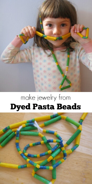 Kid Craft - Make Jewelry from Dyed Pasta Beads 