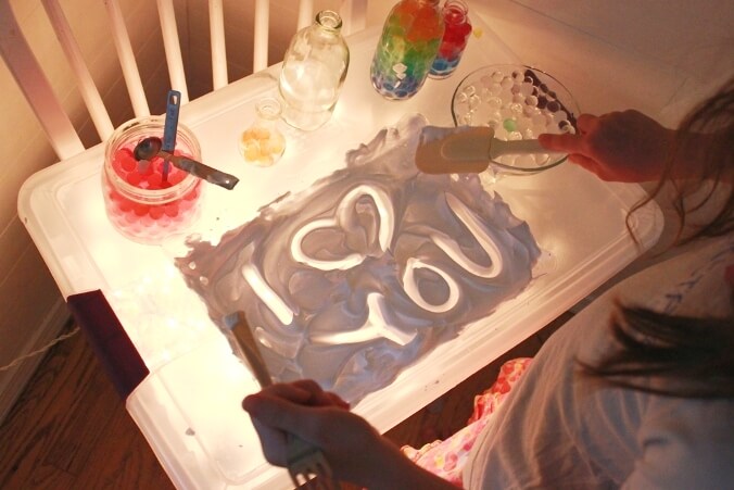Light Table Activities for Kids - Shaving Cream Writing and Play