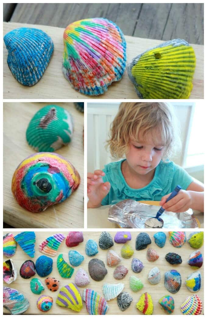 Ocean Crafts for Kids - Melted Crayon Shells