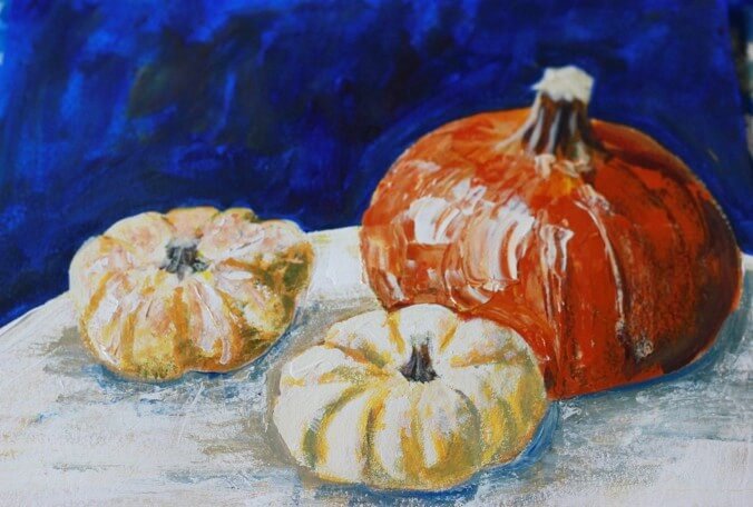 Pumpkin Still Life Painting in Acrylics