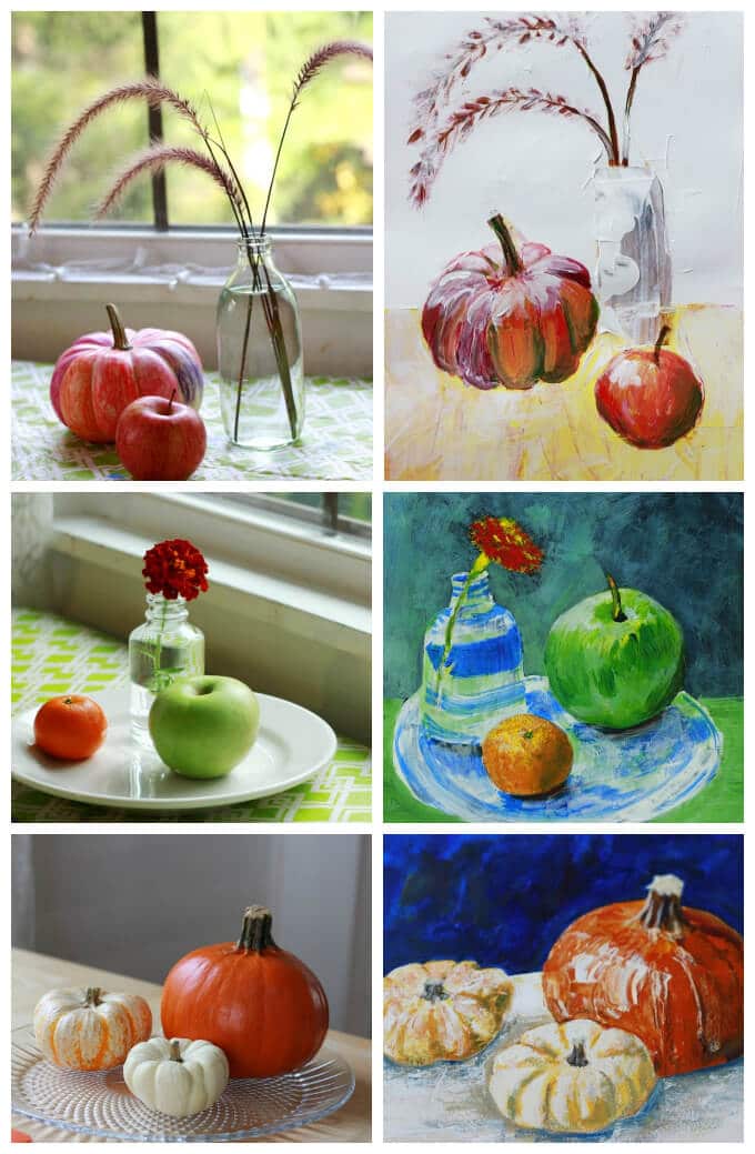 Still Life Paintings from Online Acrylic Painting Class