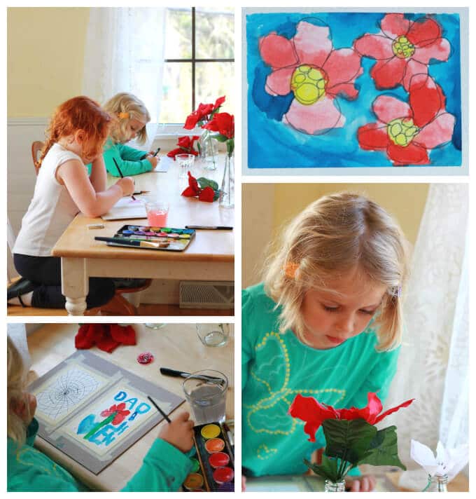 Kids Drawing and Painting Flowers