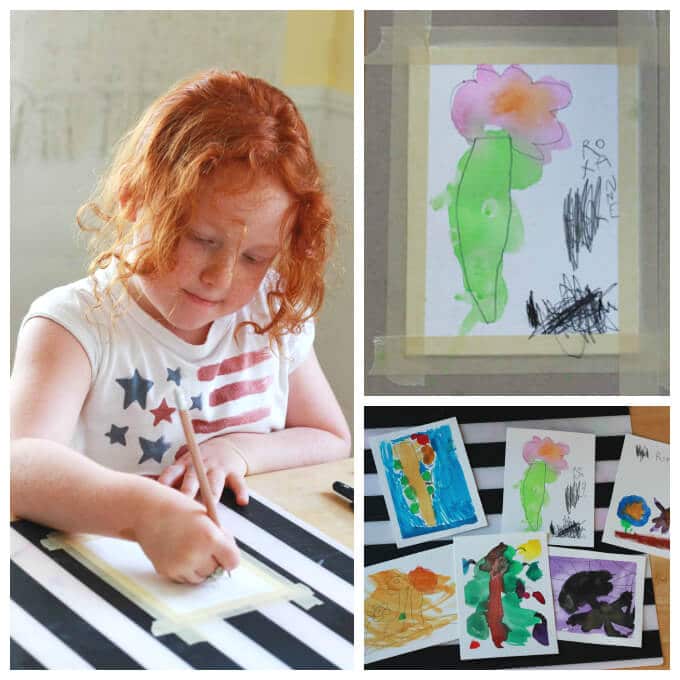 Mixed Media Flowers and other kids artwork
