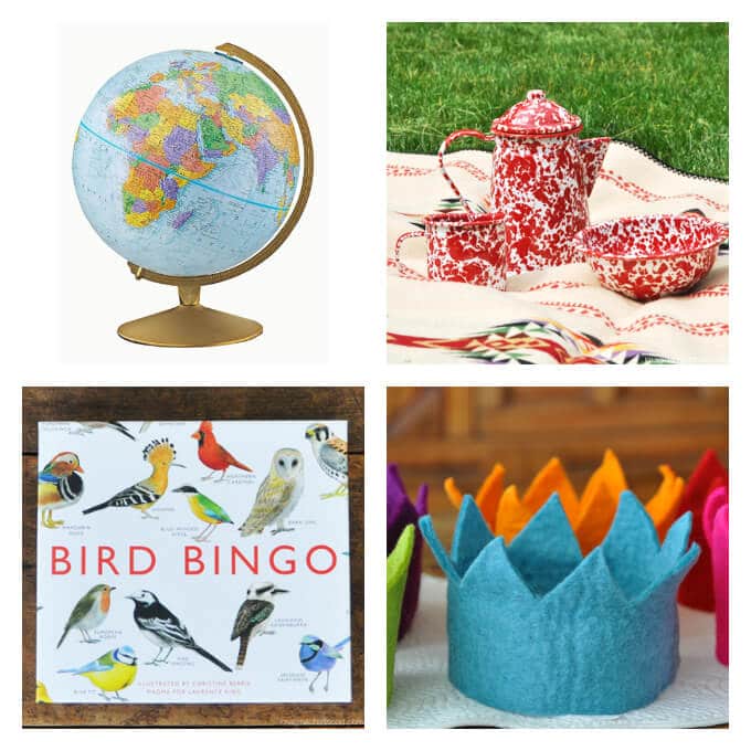 Quality Toys from Imagine Childhood - Globe, caming ware, felt crown, and bird bingo