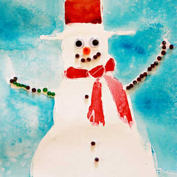 Winter Art for Kids - Glue Resist Snowman Paintings