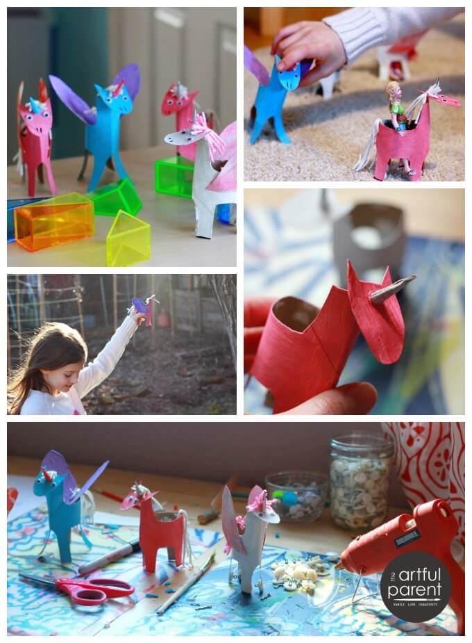 A Happy Handmade Unicorn Craft for Kids made with toilet paper rolls