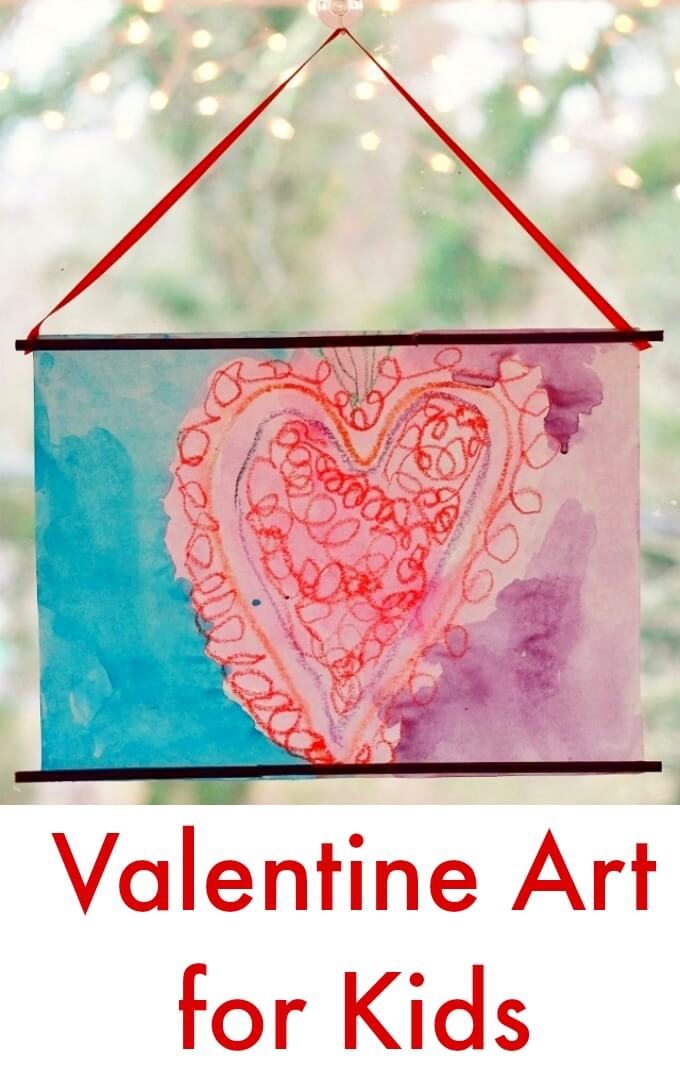 Crayon Melt Valentines Day Art for Kids