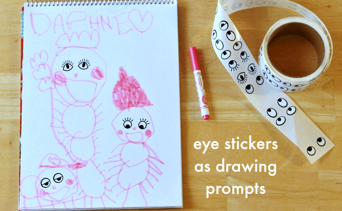 Drawing Prompts for Kids with Eye Stickers and Markers