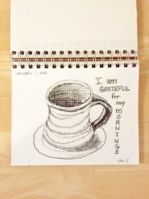 My Daily Sketchbook Project - I am grateful for my mornings