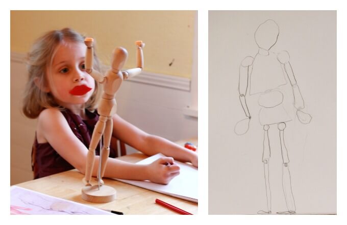 Drawing the Human Body for Kids from a Wood Mannequin