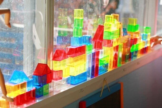 Translucent Building Blocks on the Windowsill