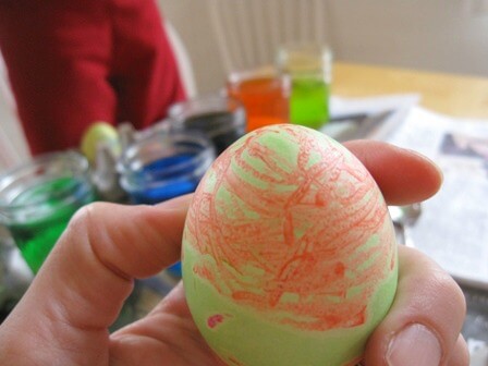 A Melted Crayon Easter Egg after Dyeing