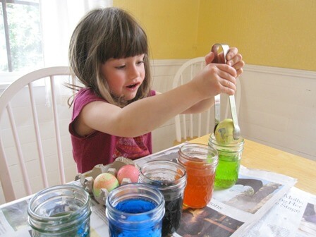 Dyeing Melted Crayon Easter Eggs