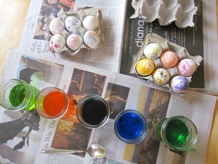 Getting Ready to Dye Melted Crayon Easter Eggs