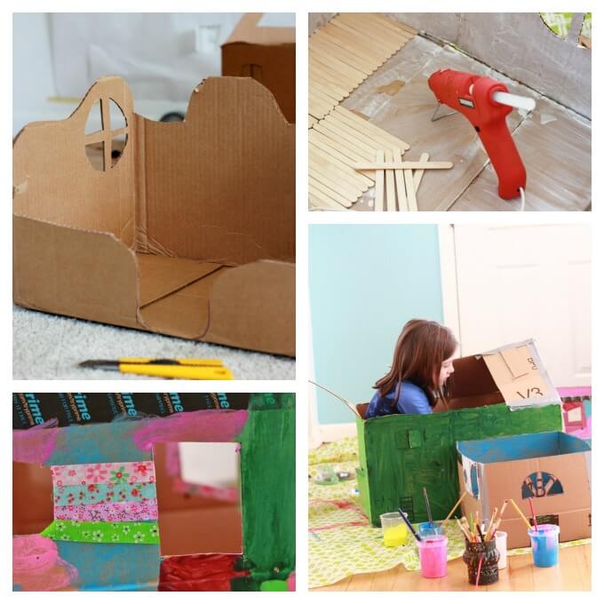 Making Fairy Houses from Cardboard Boxes