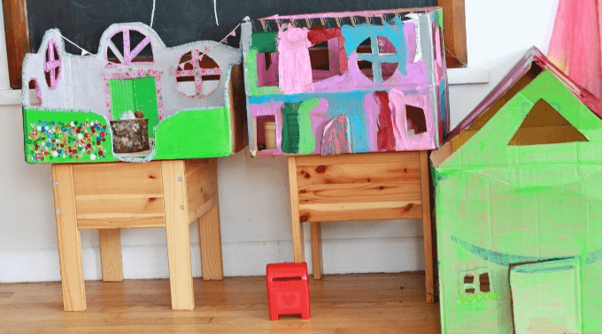 Making Fairy Houses from Cardboard Boxes