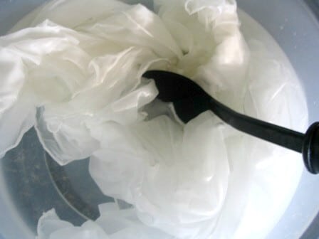 Preparing White Silks for the Kool Aid Dye