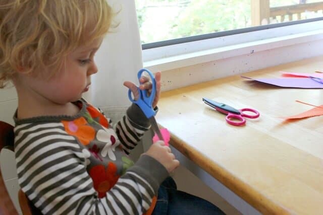Toddler Cutting with Scissors