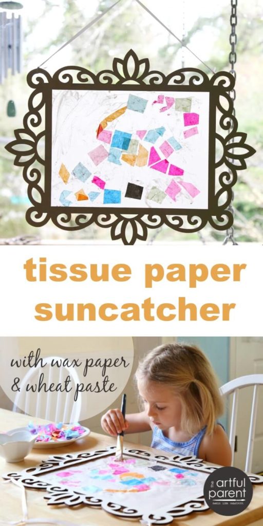 Tissue Paper Suncatcher with Wax Paper and Wheat Paste