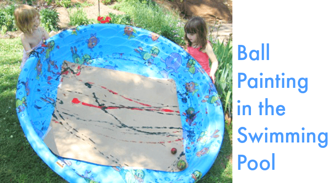 Ball Painting in the Swimming Pool - A Fun Summer Art Activity for Kids