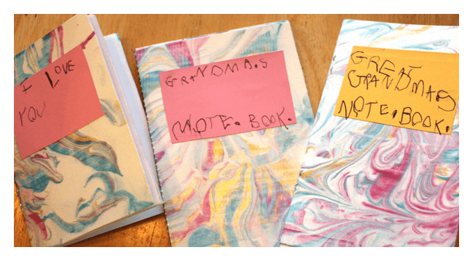 Handmade Mothers Day Gift Ideas - Marbled Notebooks
