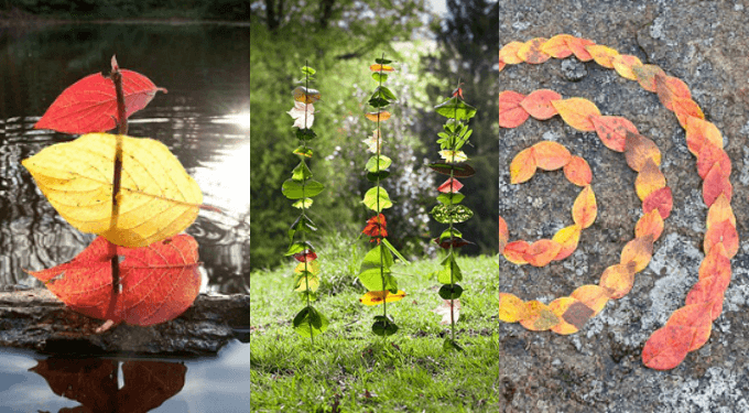 Land Art for Kids with Leaves and Other Nature Items 
