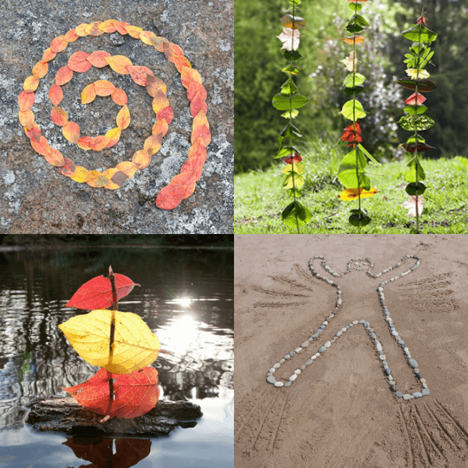 Land Art for Kids with Leaves and Other Nature Items