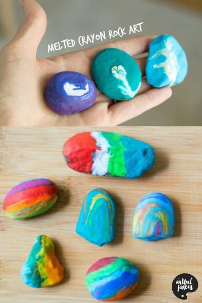 Melting Crayons on Rocks to Make Beautiful Handmade Gifts